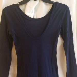 Skinny long blue scoop neck dress